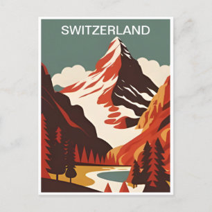Vintage-Ski resort Schweiz Wintertour Europa Postkarte