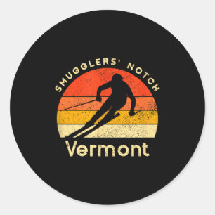 Vintage-Ski-Schmuggler-Kerbe Vermont-Berg Runder Aufkleber