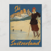 Vintage Ski Schweiz Schweizer Alpen Postkarte (Vorderseite)