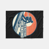 Vintage-Ski-Silhouette-Design mit Sonnenuntergangs Fleecedecke (Vorderseite (Horizontal))