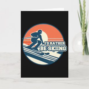 Vintage-Ski-Silhouette-Design mit Sonnenuntergangs Karte
