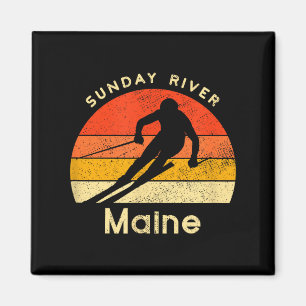 Vintage-Ski Sonntag Fluss Maine Berg Magnet