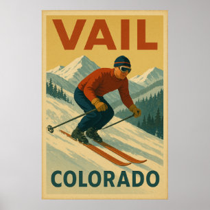 Vintage-Ski-Vail-Wandkunst-Druck, Retro-Colorado-P Poster