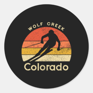 Vintage-Ski Wolf Creek Colorado-Berg  Runder Aufkleber