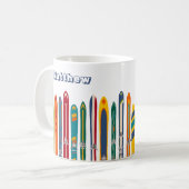 Vintage-Skier Personalisiert Zweiseitig Kaffeetasse (Vorderseite Links)