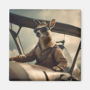 "Vintage Skies: Der Känguru-Pilot in der alten Mas Magnet