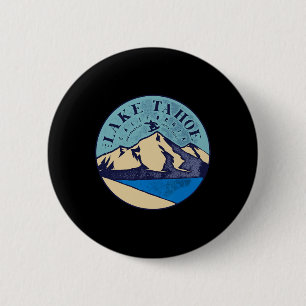 Vintage Skifahren am Lake Tahoe Schneebedeckte Ber Button