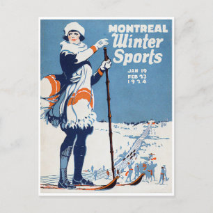 Vintage Skifahren Montreal Kanada Wintersport Postkarte