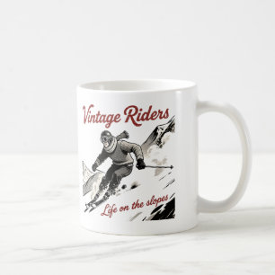 Vintage Skifahrer "Leben an den Hängen" Kaffeetasse