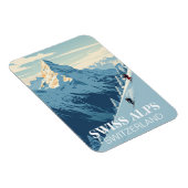 Vintage Skifahrer Schweiz Reisen Magnet (Rechte Seite)