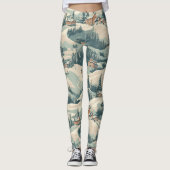 Vintage Skihütten in Woods Blue Leggings (Vorderseite)