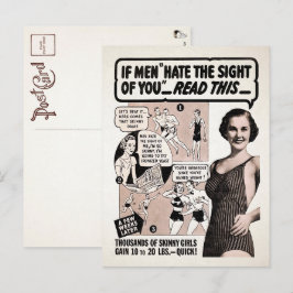 Vintage Skinny Dame Ad-Karte Postkarte