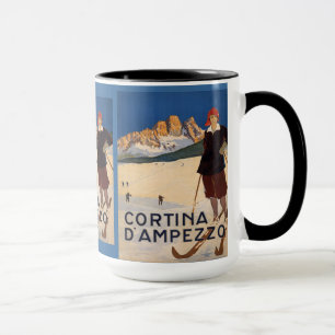 Vintage-Skiplakat, Cortina d'ampezzo, Italien Tasse