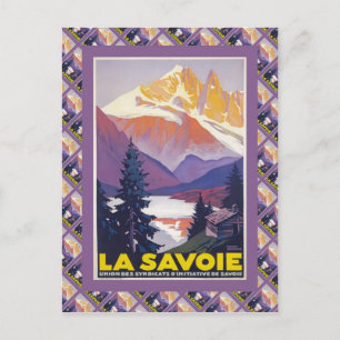 Vintage-Skiplakat, Frankreich, La Savoie, Postkarte