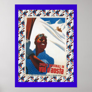 Vintage-Skiplakat, Italien, Aostatal Poster