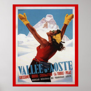 Vintage-Skiplakat, Italien, Aostatal Poster