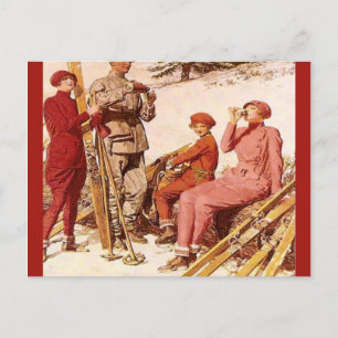 Vintage-Skiplakat, Mode auf der Piste Postkarte