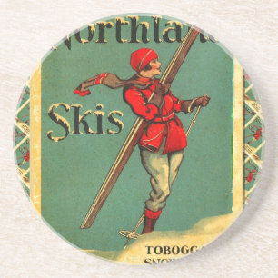 Vintage-Skiplakat, Northland Skis Getränkeuntersetzer