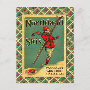 Vintage-Skiplakat, Northland Skis Postkarte