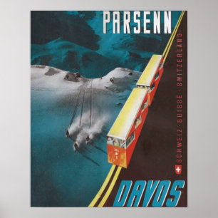 Vintage-Skiplakat, Parsenn, Davos Poster