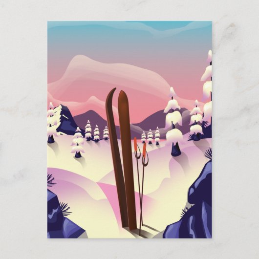 Vintage-Skiplakat Postkarte (Vorderseite)