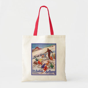 Vintage-Skiplakat, St Anton, Arlberg, Tirol Tragetasche