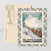 Vintage-Skiplakat, St Pierre de Chartreuse Postkarte (Vorne/Hinten)