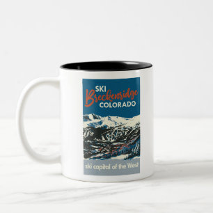 Vintage-Skiposter Breckenridge Blau Zweifarbige Tasse