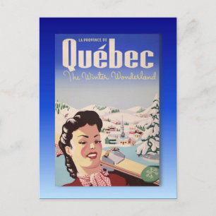Vintage-Skiposter, Quebec Postkarte