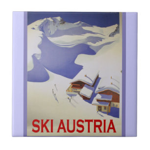 Vintage-Skiposter, Ski Österreich Fliese