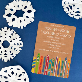 Vintage Skis Custom Skiing Themed Party Einladung