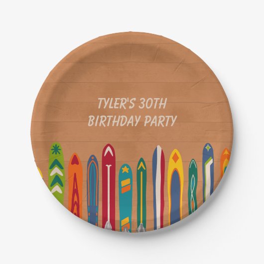 Vintage Skis Personalized Skiers Party Pappteller (Vorderseite)