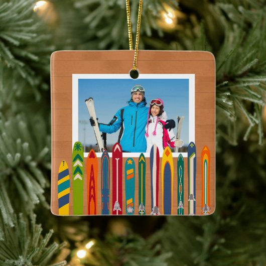 Vintage Skis Photo Keepsake Keramikornament (Baum)