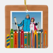 Vintage Skis Photo Keepsake Keramikornament (Vorderseite)