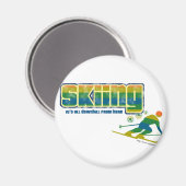 Vintage-Skistil Magnet (Vorderseite/Rückseite)