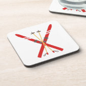 Vintage Skistöcke Getränkeuntersetzer (Linke Seite)