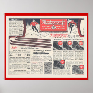 Vintage Skiwerbung, -Skiwear und -ausrüstung Poster