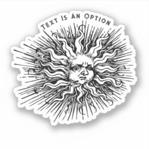 Vintage-Skizze der mystischen Sonne Aufkleber