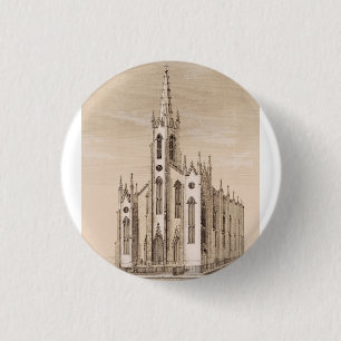 Vintage-Skizze der St. Nicholas-Kirche New York Button