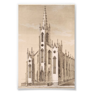 Vintage-Skizze der St. Nicholas-Kirche New York Fotodruck