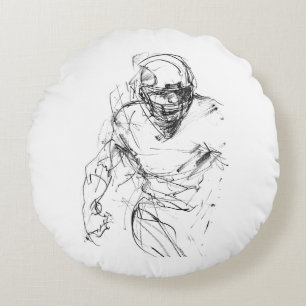 Vintage-Skizze eines American-Football-Spielers in Rundes Kissen
