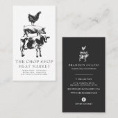 Vintage Skizze | Visitenkarte für Hühnerfleisch (Vorne/Hinten)