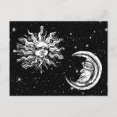 Vintage Skizze von Mystic Moon und Sun Postkarte (Vorderseite)
