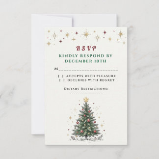 Vintage-Skizze Weihnachtsbaum-Feiertags-RSVP-Karte RSVP Karte