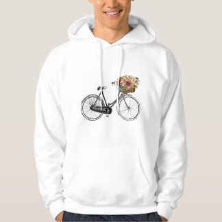 Vintage-Skizzenzeichnung Fahrrad Fahrrad Blumenkor Hoodie