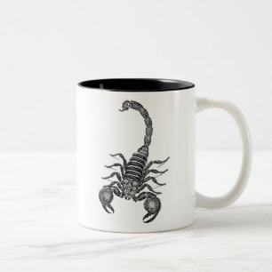Vintage-Skorpion-Illustration aus dem 19. Jahrhund Zweifarbige Tasse