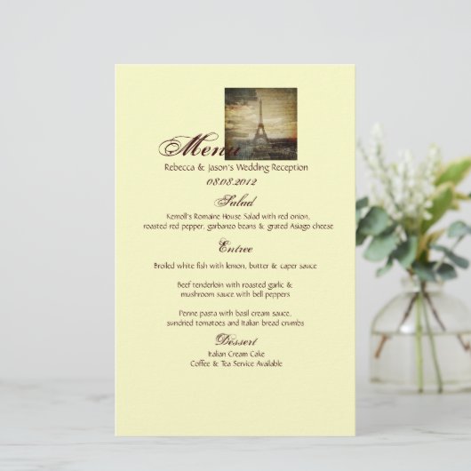 Vintage Skripte Paris Eiffel Tower Wedding (Stehend Vorderseite)