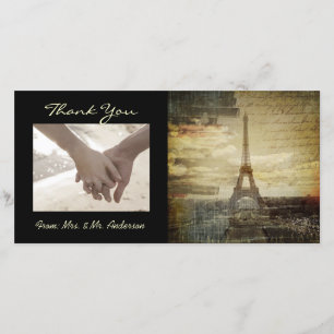 Vintage Skripte Paris Eiffel Tower Wedding Dankeskarte
