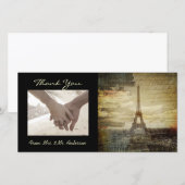 Vintage Skripte Paris Eiffel Tower Wedding Dankeskarte (Vorne/Hinten)