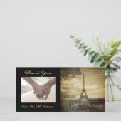 Vintage Skripte Paris Eiffel Tower Wedding Dankeskarte (Stehend Vorderseite)